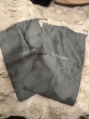 Tom Ford Gray Drawstring Dust Bag Pair